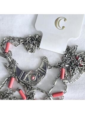 Charming Charlie Western Southwestern Coral Multi Strand Tiered Necklace NWT